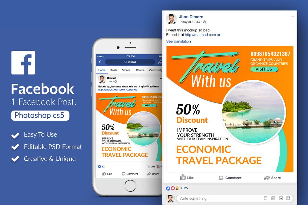 Tour & Travel Facebook Post Banner example image 1