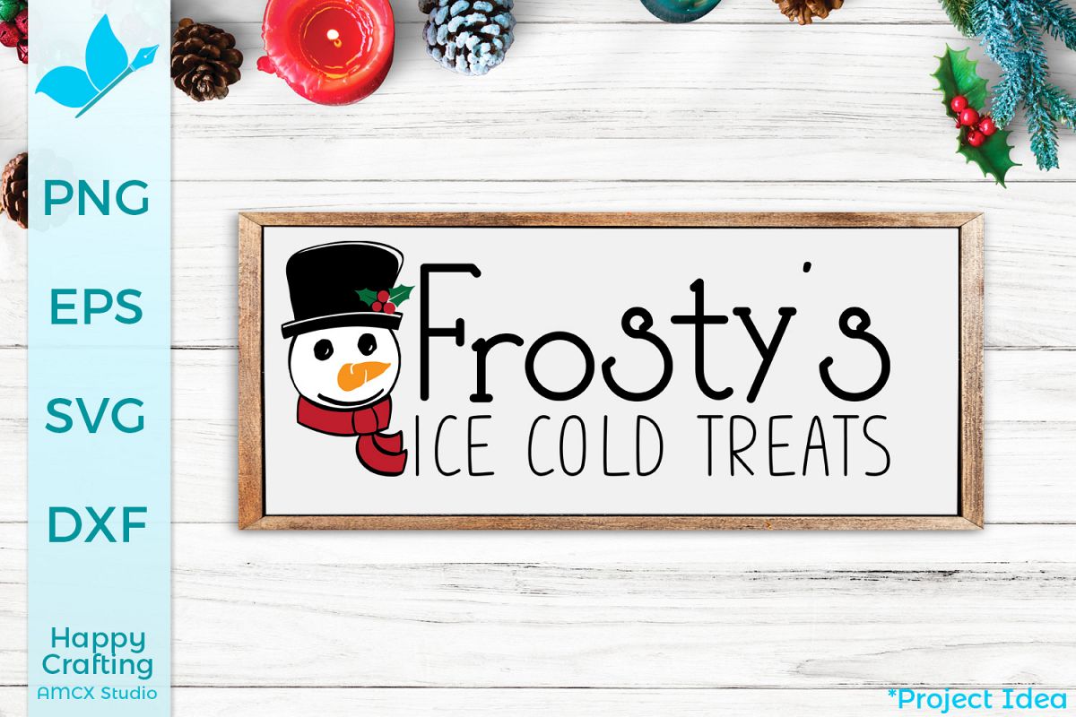Frosty's Ice Cold Treats - A Cute Christmas Sign Cut File example image 1