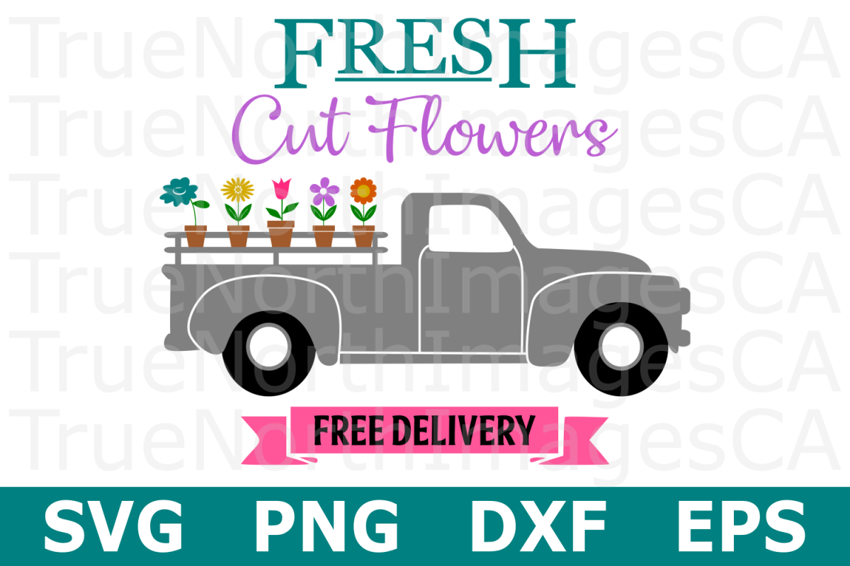 Flower Truck - A Spring SVG Cut File example image 1