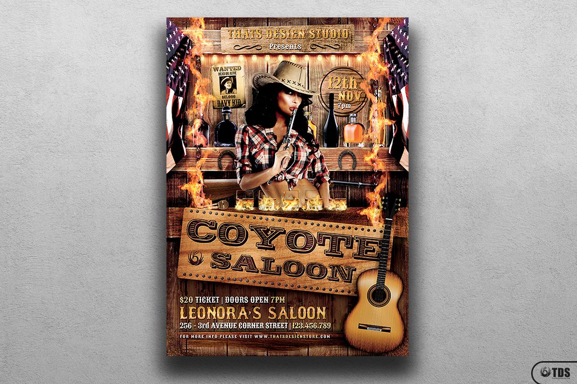 Coyote Bar Flyer Template example image 1