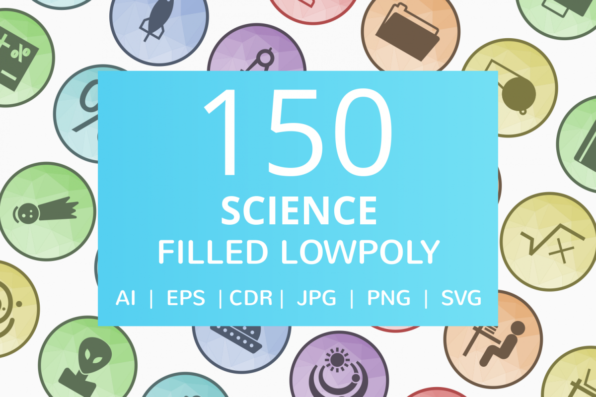 150 Science Filled Low Poly Icons example image 1