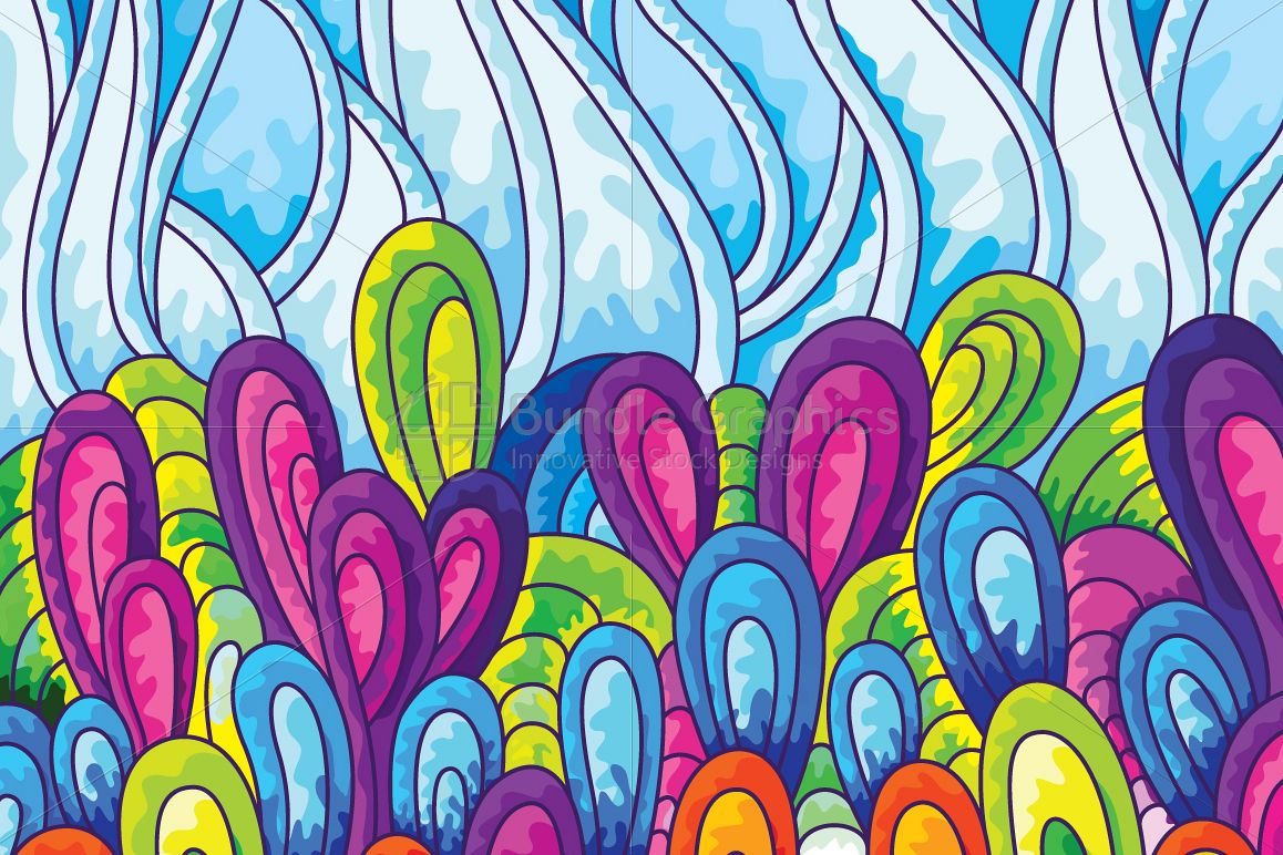 Colorful Floral Scales Vector Background example image 1