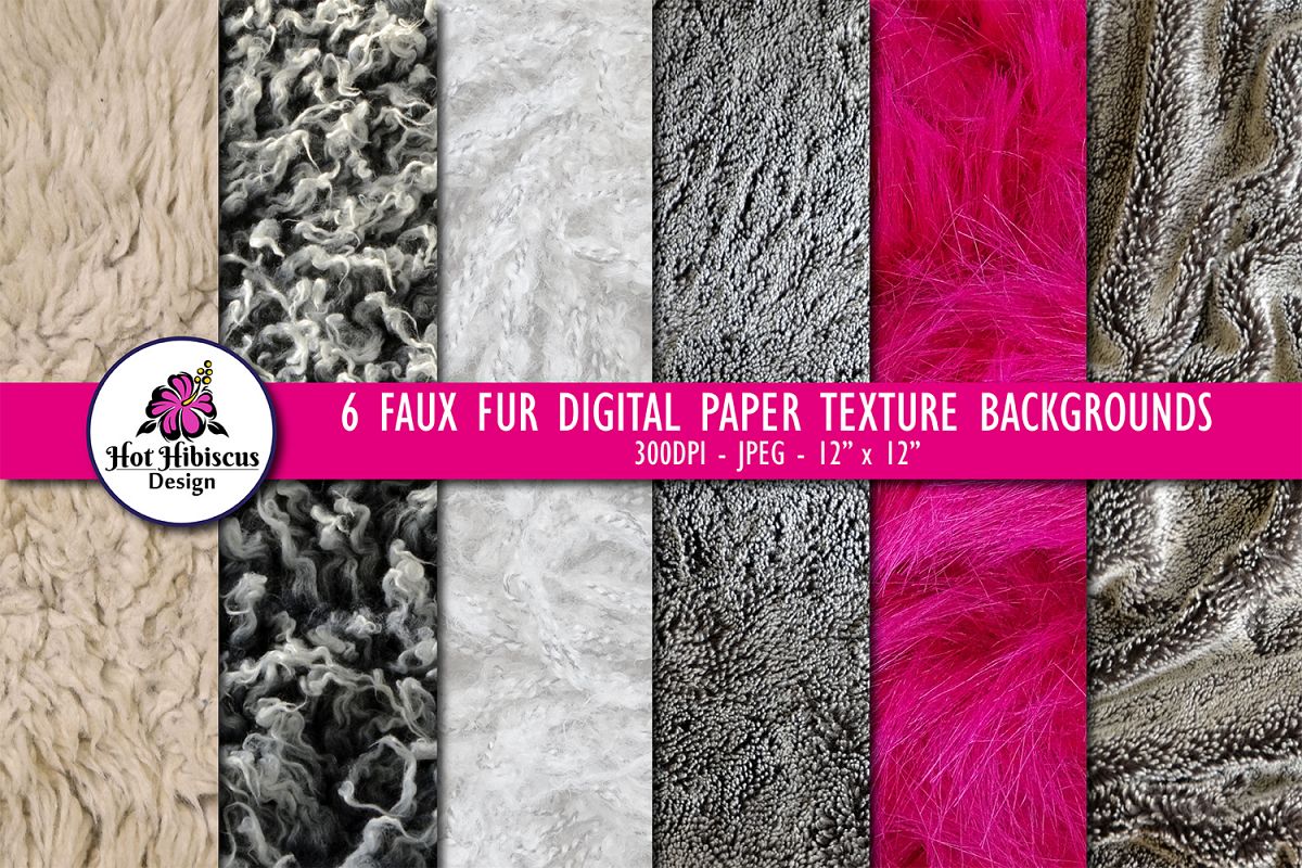 Fake Faux Fur Digital Paper Texture Background Images Bundle example image 1