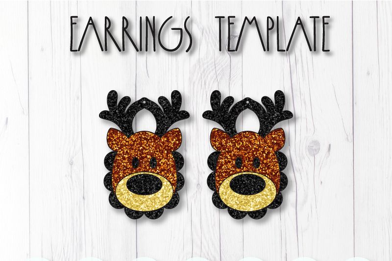 Deer earrings template SVG, DIY earrings template example image 1