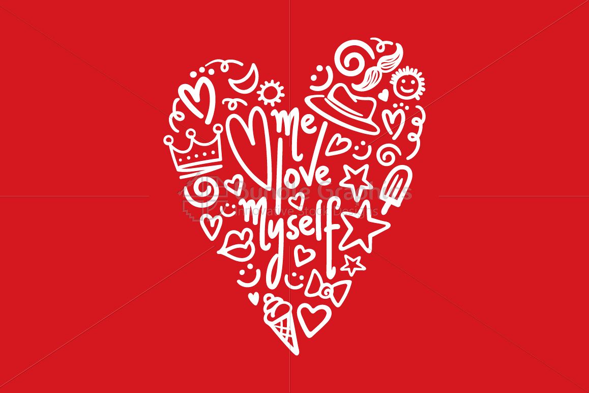 Me Love Myself- Freehand Style Graphical Textual Illustration example image 1