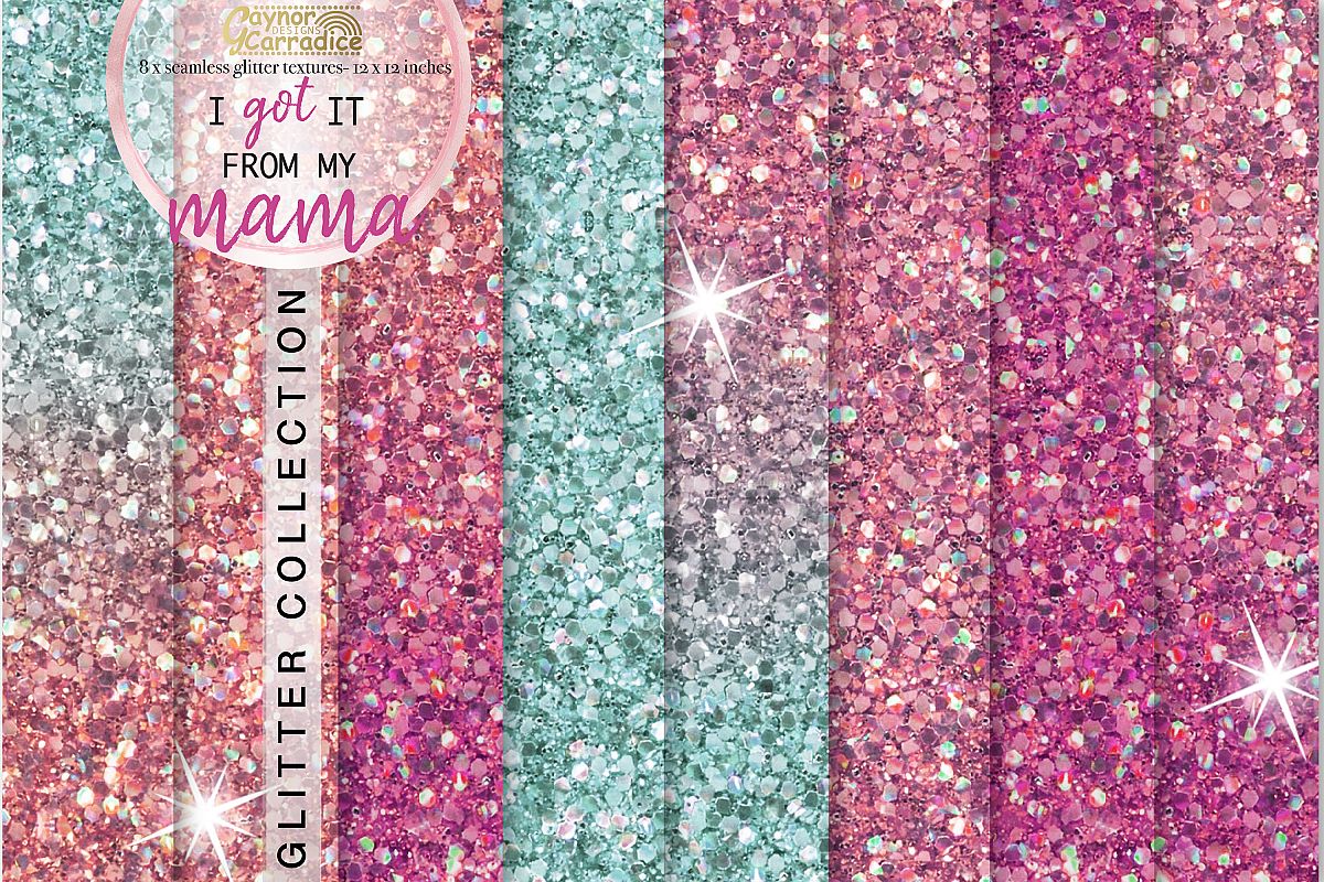 Pink and mint seamless Glitter backgrounds example image 1