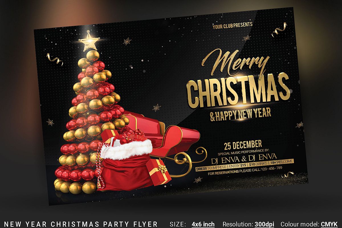 Christmas New Year Party Flyer example image 1