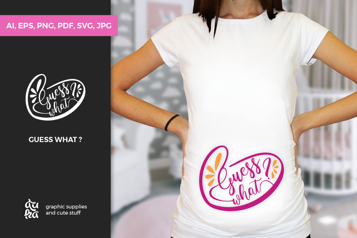 Pregnancy Announcement SVG Cut Files - Heart Guess What example image 1