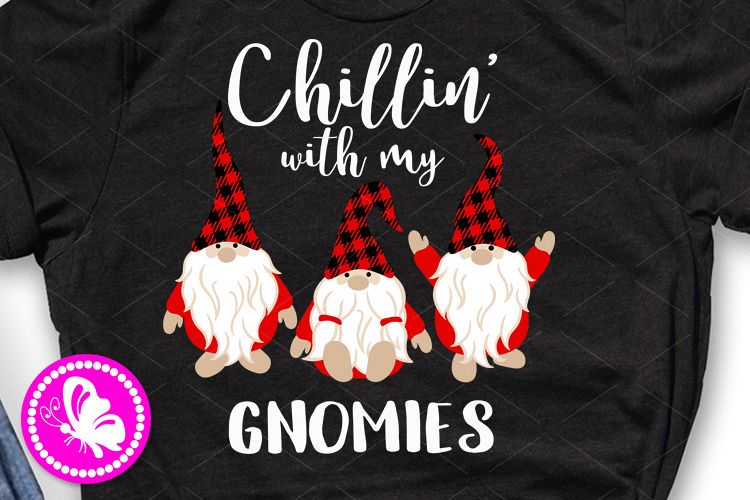 Chillin' with my Gnomies svgsChristmas Buffalo plaid Png Pdf example image 1