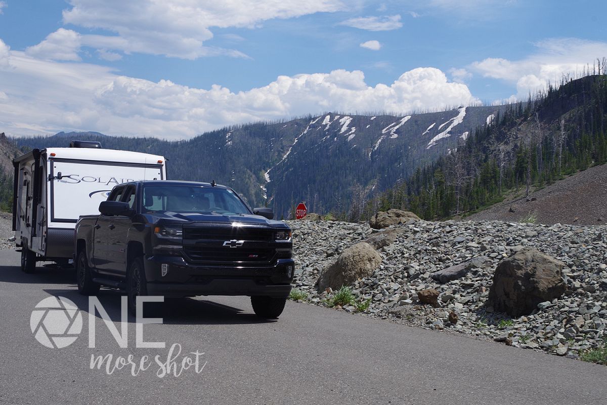 Yellowstone Mountains Camper Truck Snow - Western USA Photo example image 1