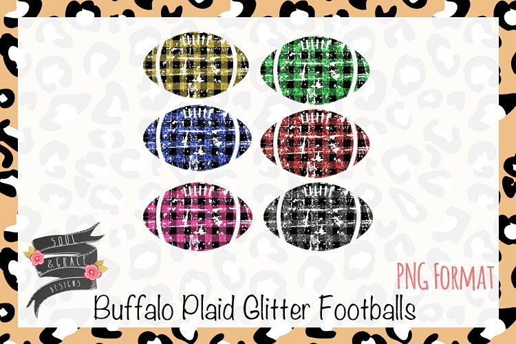 Buffalo Plaid Glitter Footballs example image 1