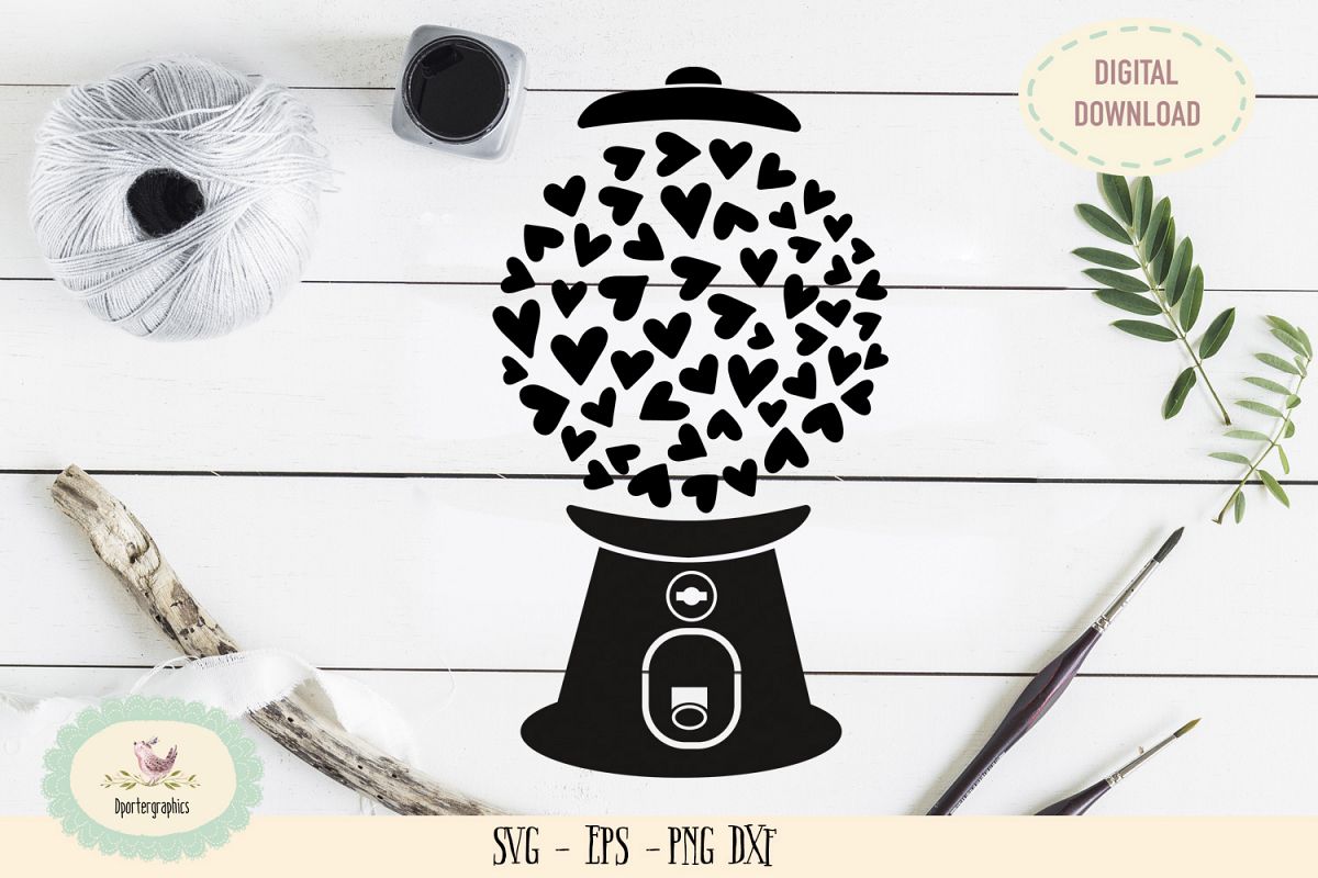 Gum ball machine love heart SVG die cut heart example image 1
