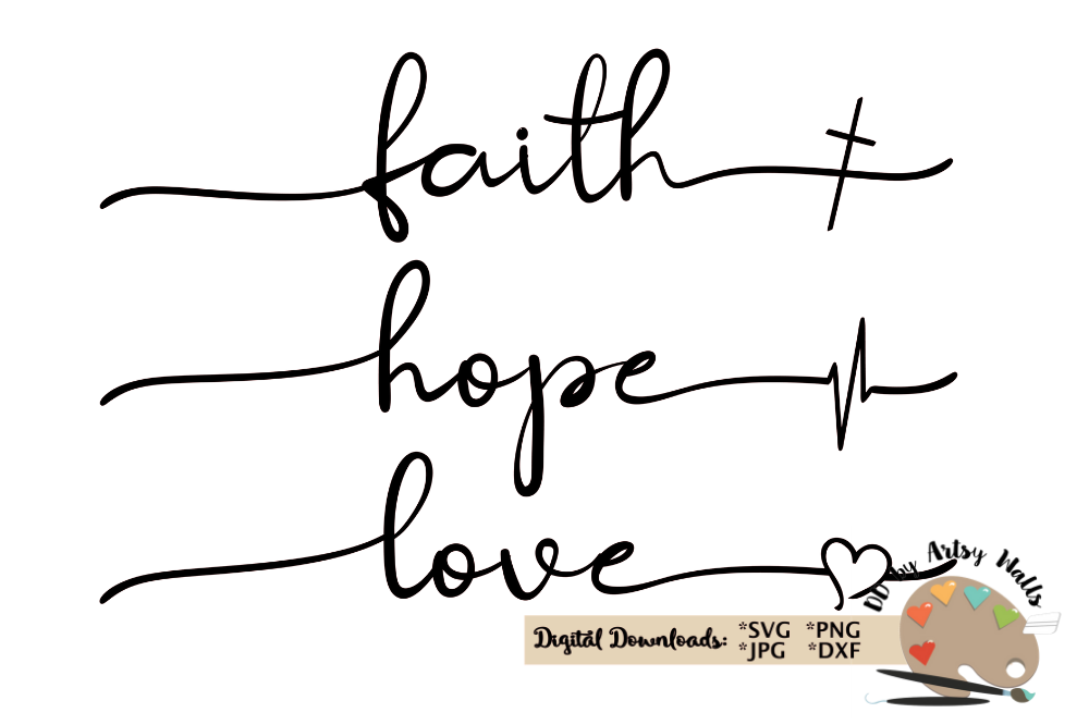 faith hope love svg Christian faith silhouette cricut file