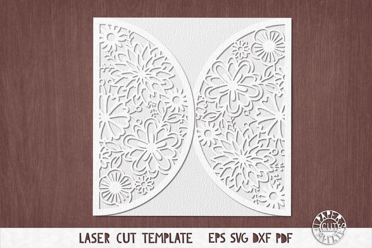 SVG Template of wedding card cut file for Cricut, laser ...