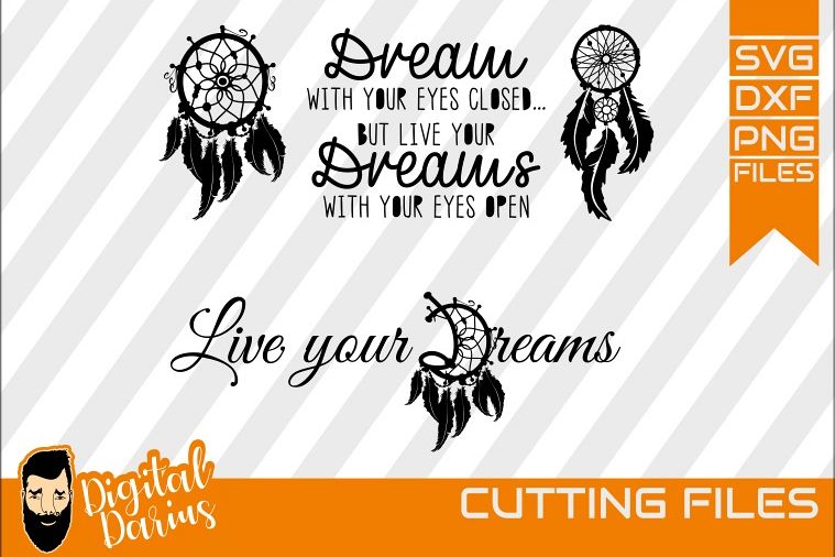 2x Dreamcatcher svg, Feather svg, Digital, Live your dreams example image 1