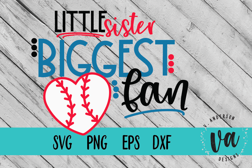 Little Sister Biggest Fan Baseball SVG example image 1