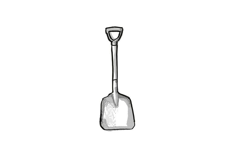 D-Handle scoop Garden Tool Cartoon Retro Drawing example image 1