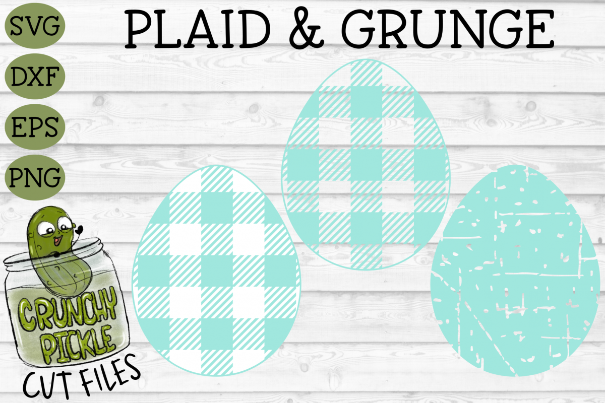 Plaid & Grunge Spring Easter Egg SVG Cut File example image 1