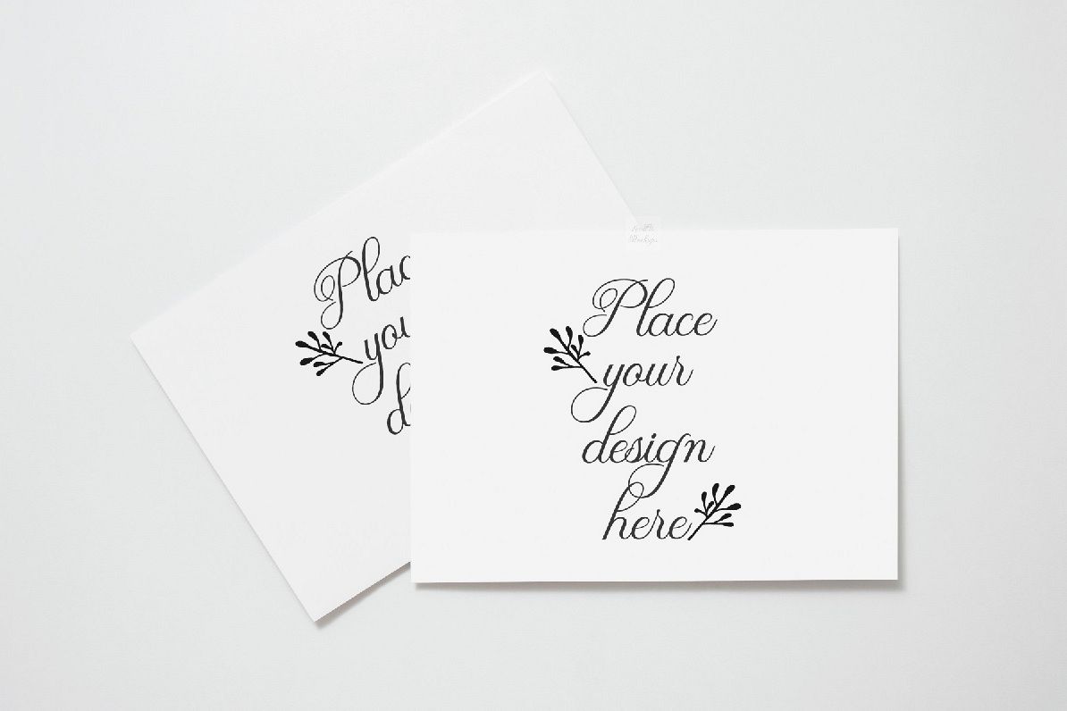 two 5x7 print mockup photo Card Mock up horizontal psd flat example image 1