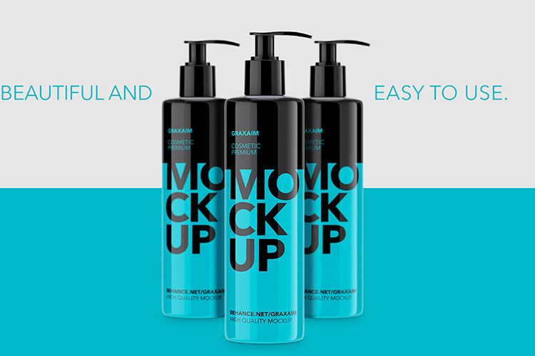 Mockup - Plastic Cosmetic Pump Bottle example image 1