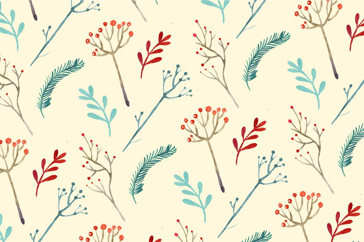Christmas watercolor floral pattern example image 1