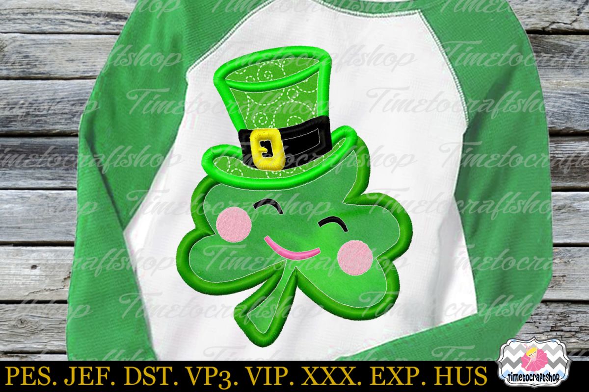 St Patricks Day Clover Leprechaun hat Embroidery Applique example image 1