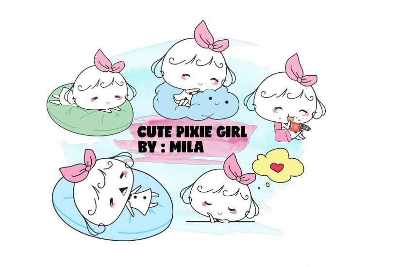 KAWAII GIRL CLIPART BUNDLE PNG example image 1
