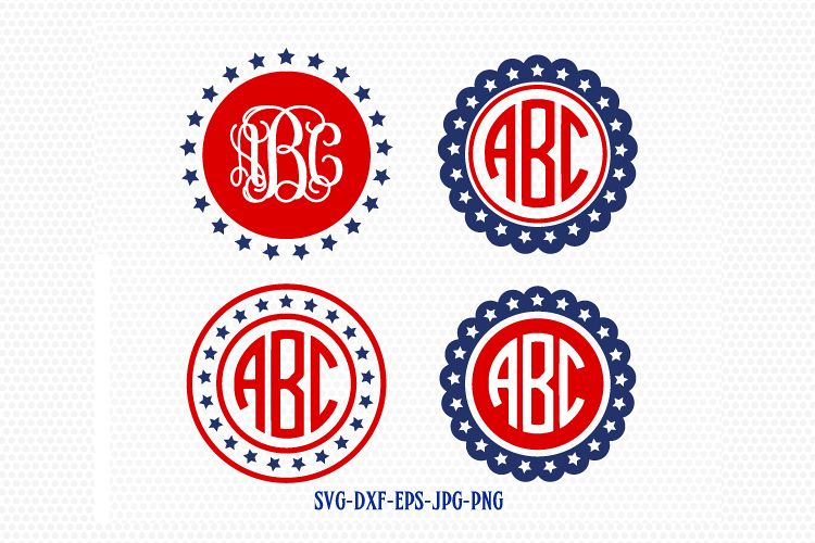 4 of july patriotic circle monogram frames, Fourth of July SVG, 4th of