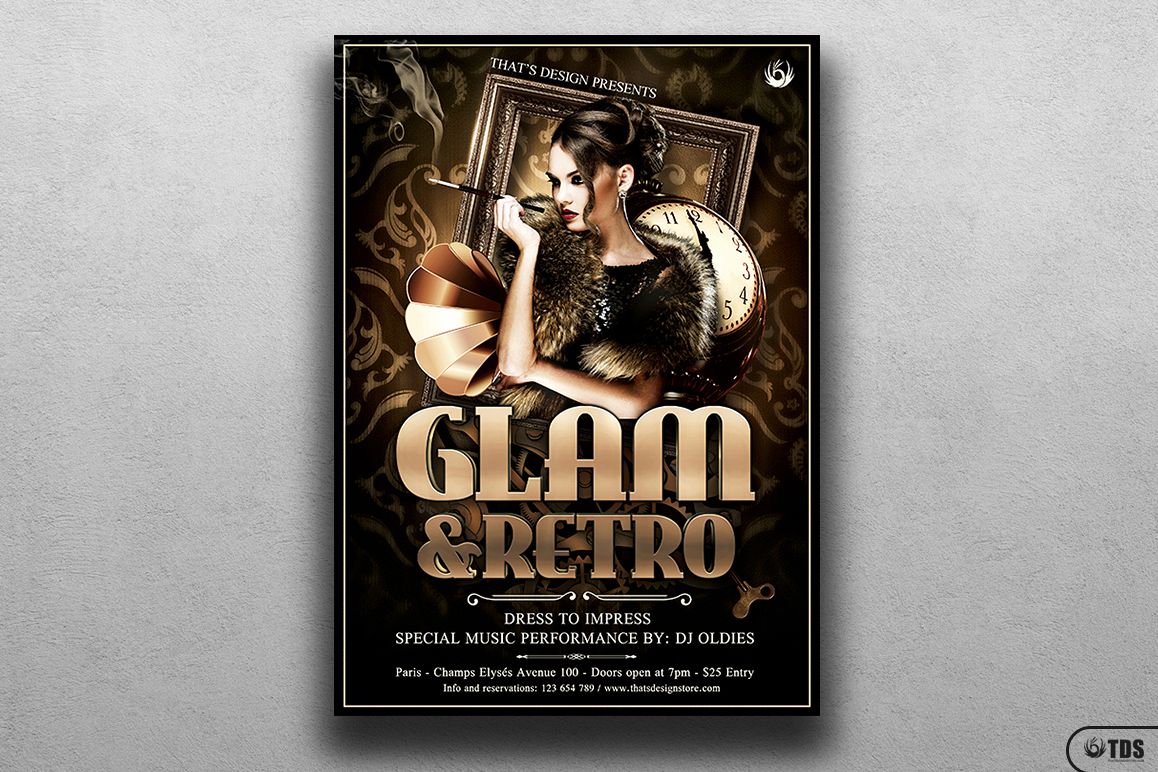 Retro Glam Flyer Template V2 example image 1