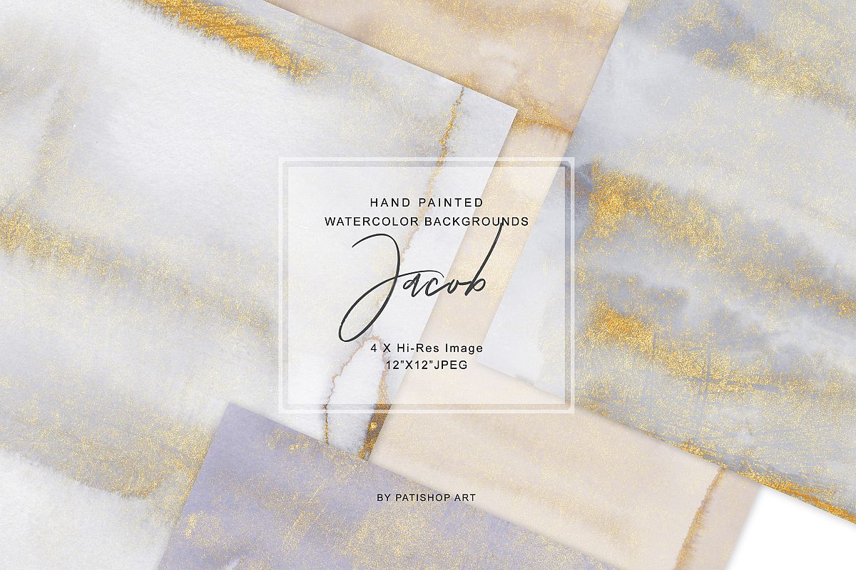 Hand Painted Watercolor Glittered Gray & Beige Washes example image 1