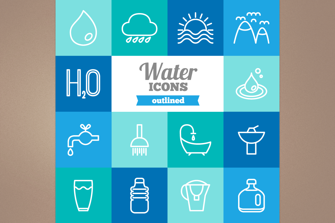 Outlined Water Icons example image 1