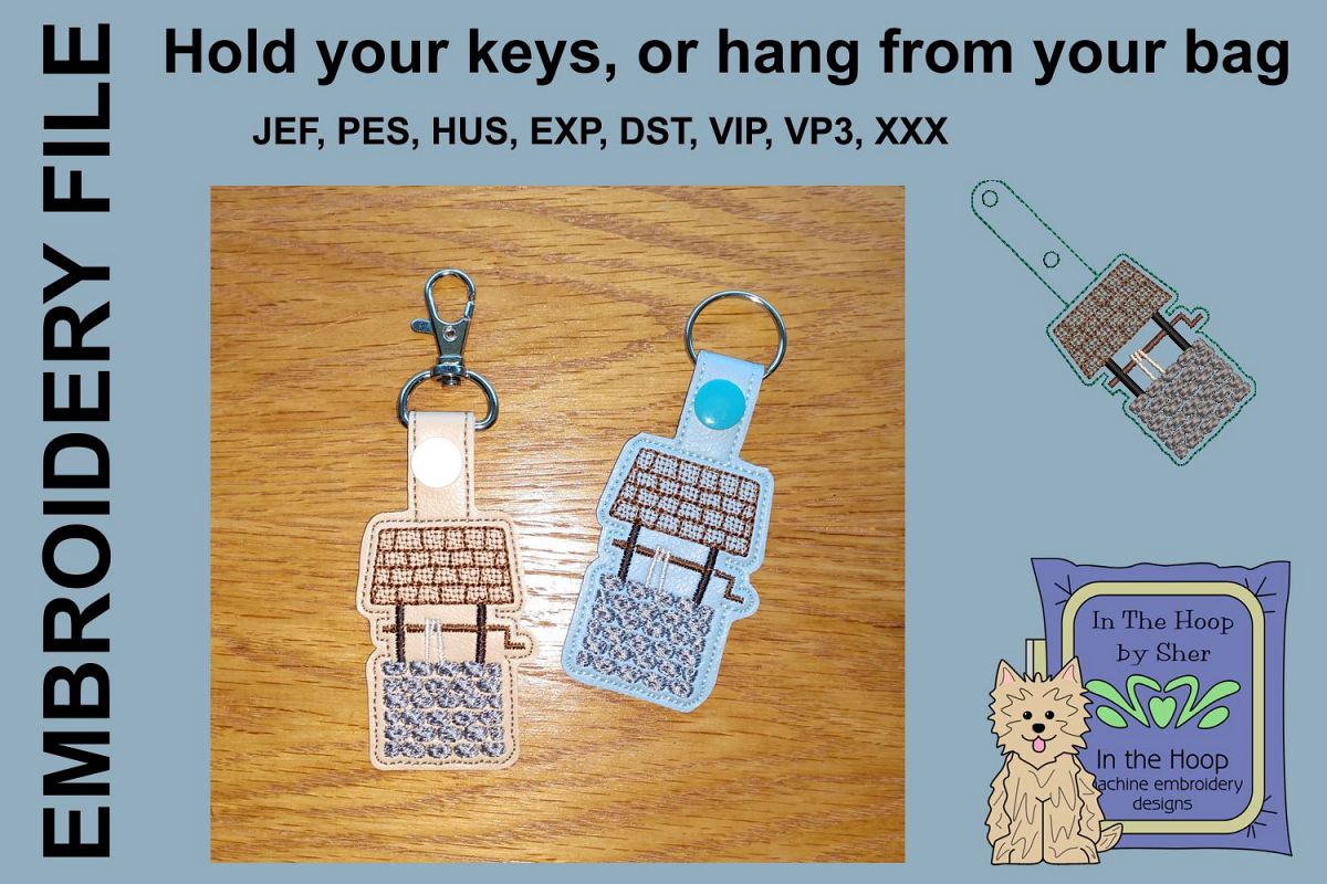 ITH Wishing Well Key Fob - Embroidery Design example image 1