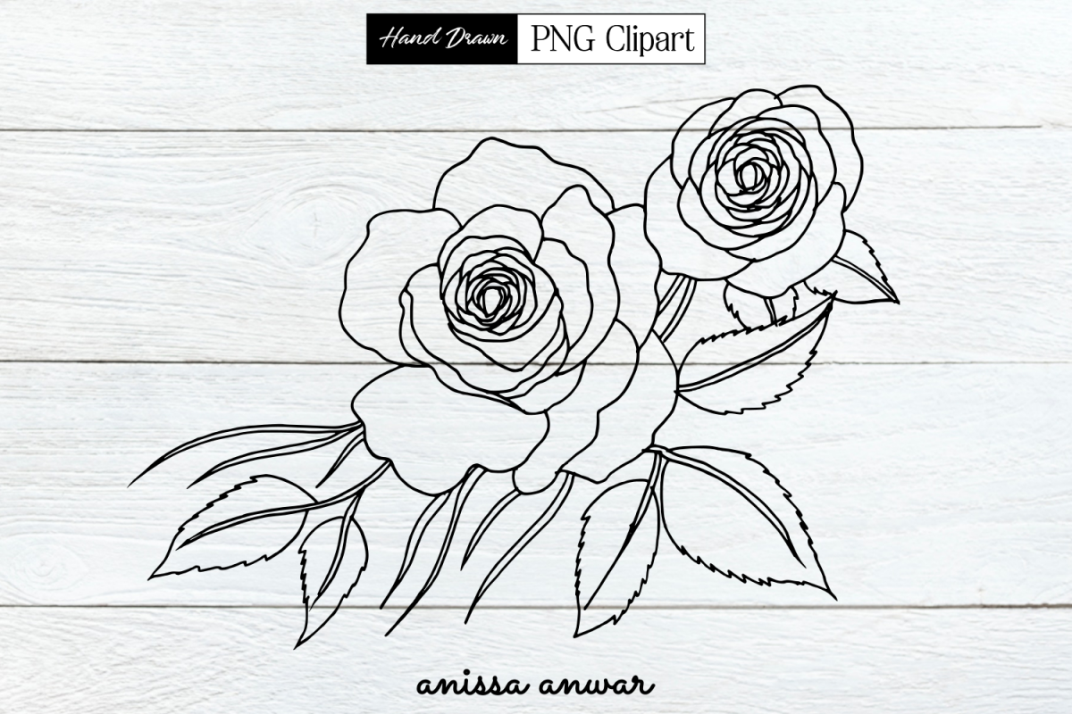 Flowers Bouquet Line Art, Png Clipart, Sublimation Printable example image 1