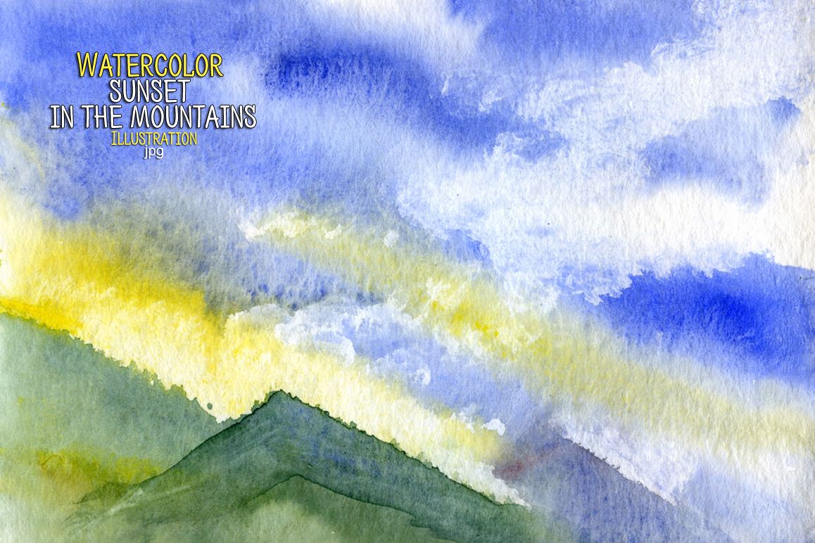 Watercolor sunset in the mountains example image 1