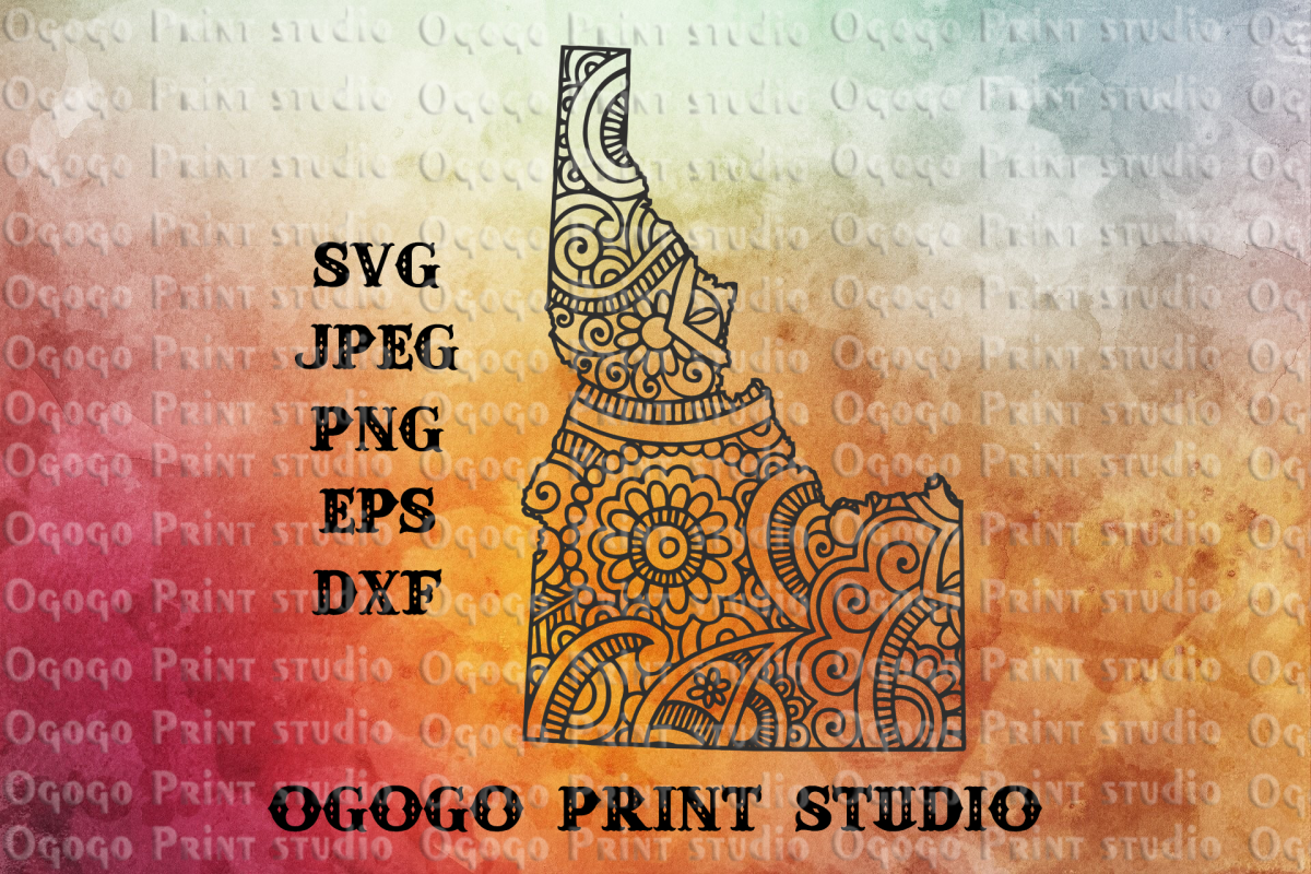 Idaho SVG, Zentangle SVG, Doodle Art, Travel svg, Mandala example image 1
