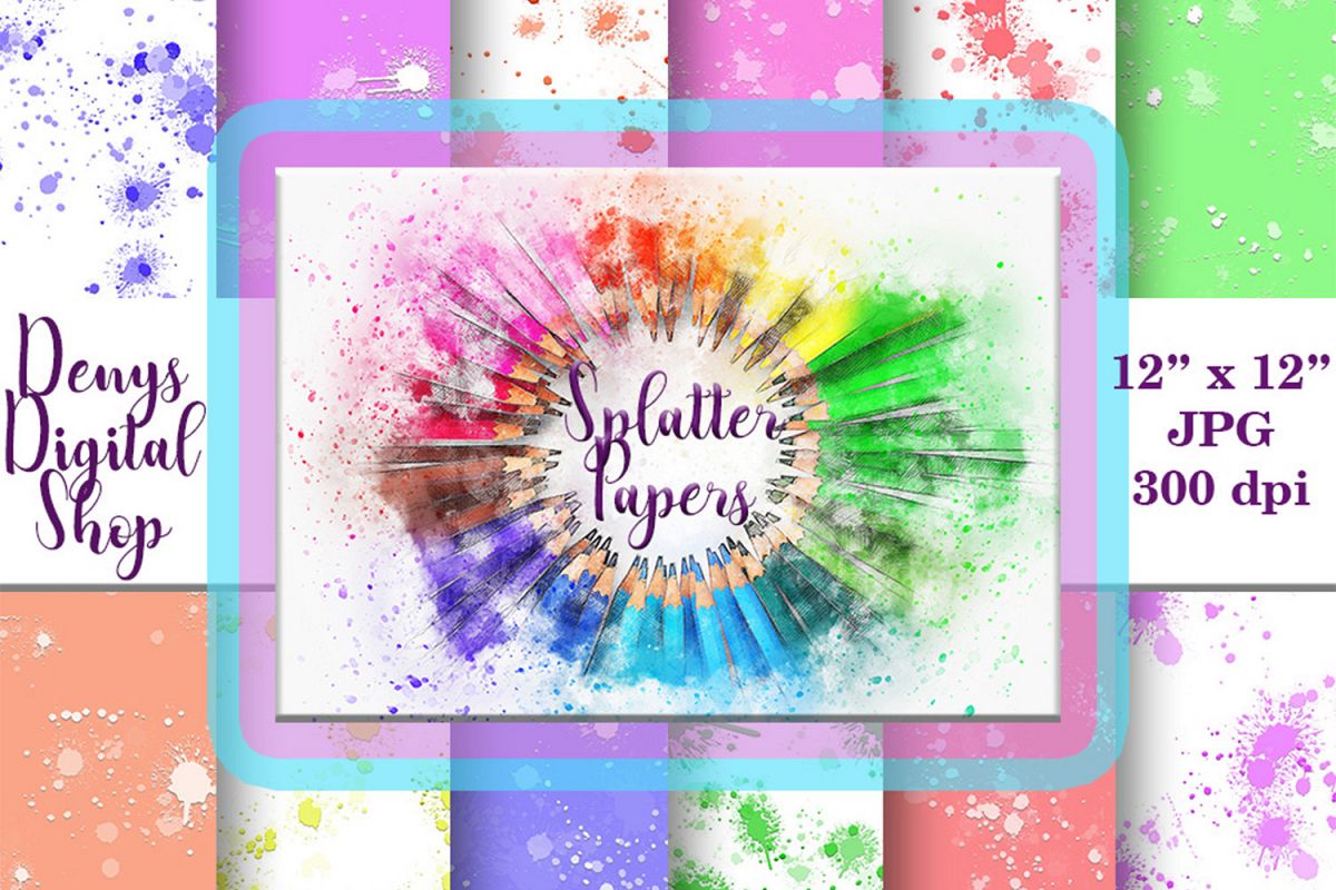 Splatter Digital Paper, Splatter Printable, Splatter, SALE example image 1