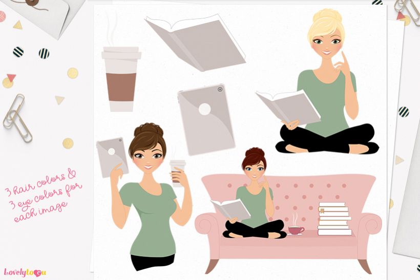 Woman teacher character clip art L145 Juliet example image 1