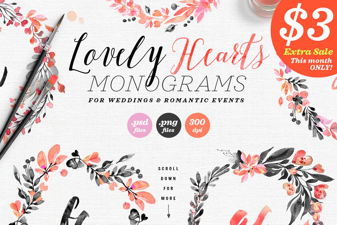 Lovely Hearts Monograms IV example image 1