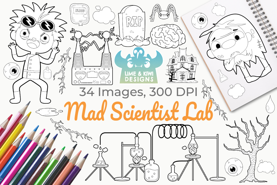 Mad Scientist Lab Digital Stamps example image 1
