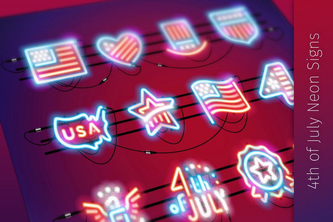 Fourth of July Neon Signs example image 1