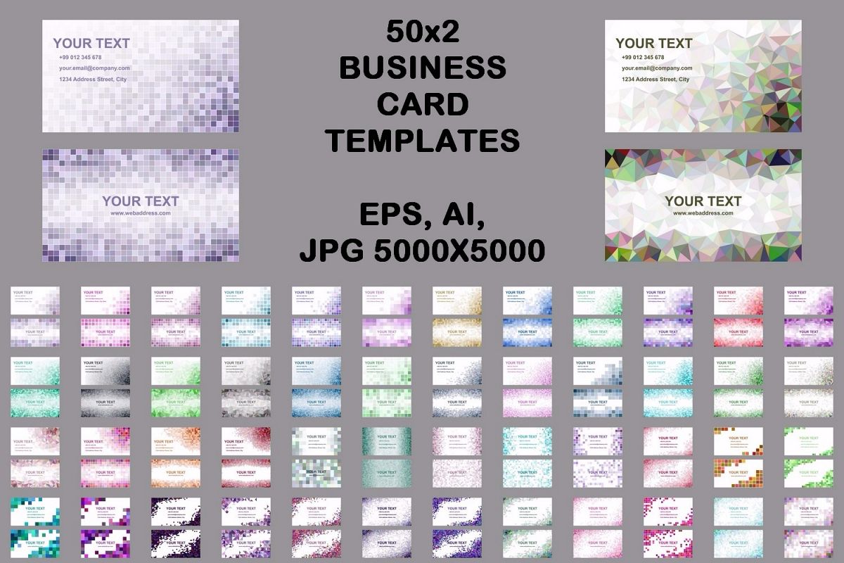 50x2 mosaic design business card templates (EPS, AI, JPG 5000x5000) example image 1