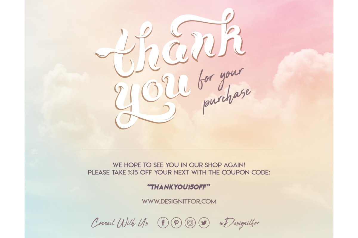 Thank You For Your Purchase Card Template, For Your Order Ca