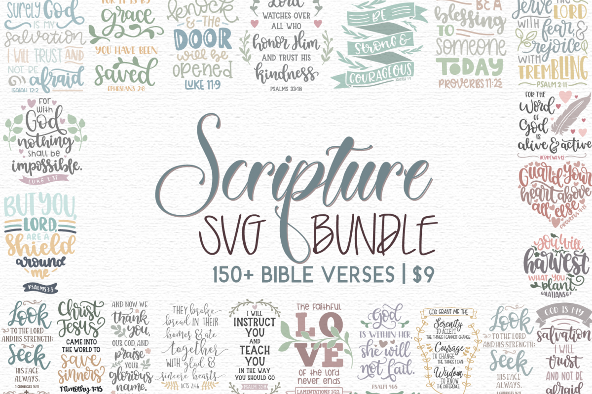 Download The Scripture SVG Bundle | Bible Verses SVGs (228626) | Cut Files | Design Bundles