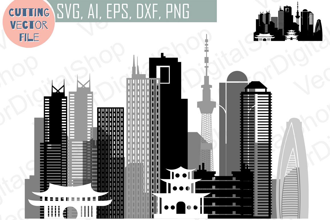 Tokyo Vector, Japan Skyline city, SVG, JPG, PNG, DWG, CDR, EPS, AI