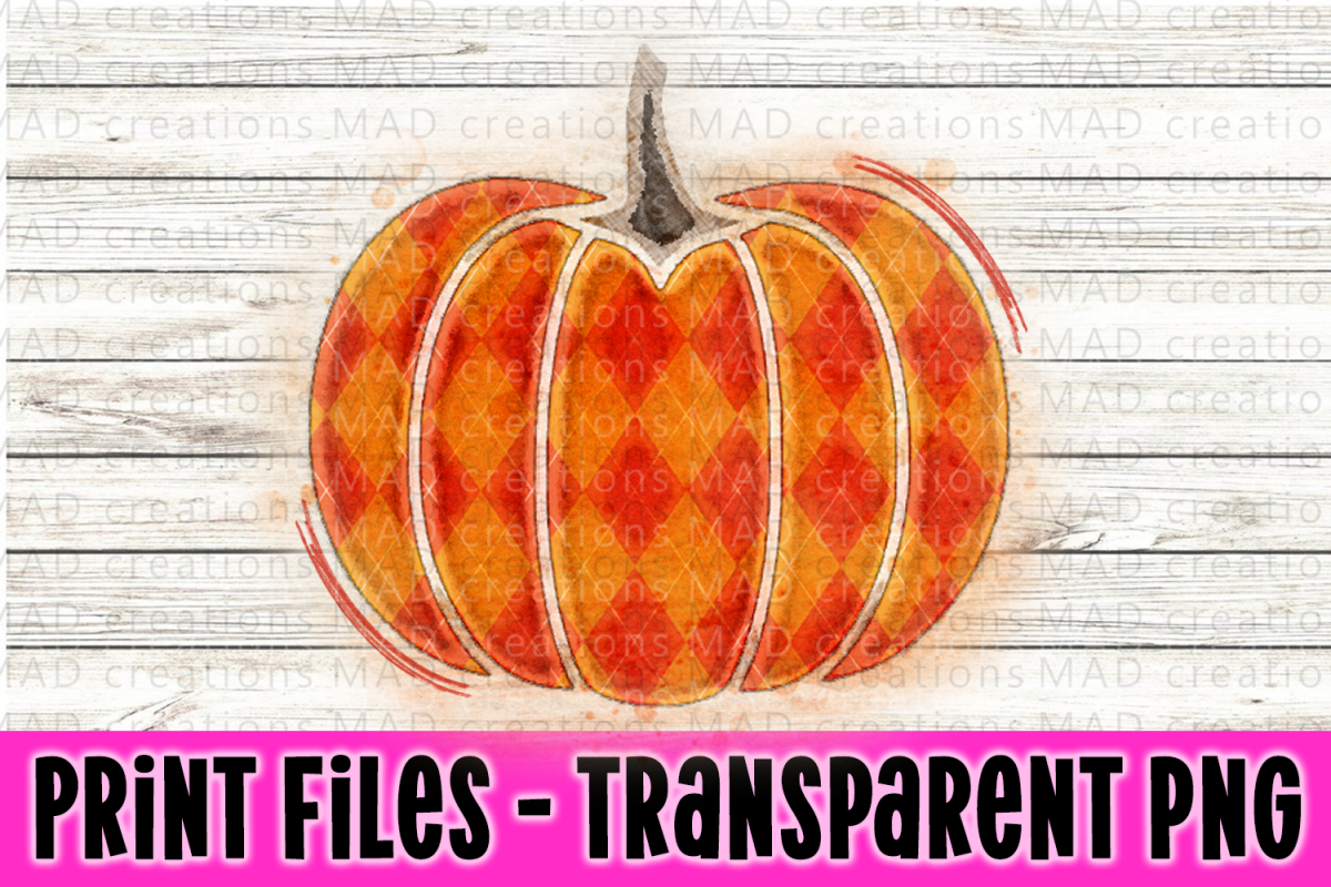 Orange Argyl Pumpkin Print File example image 1