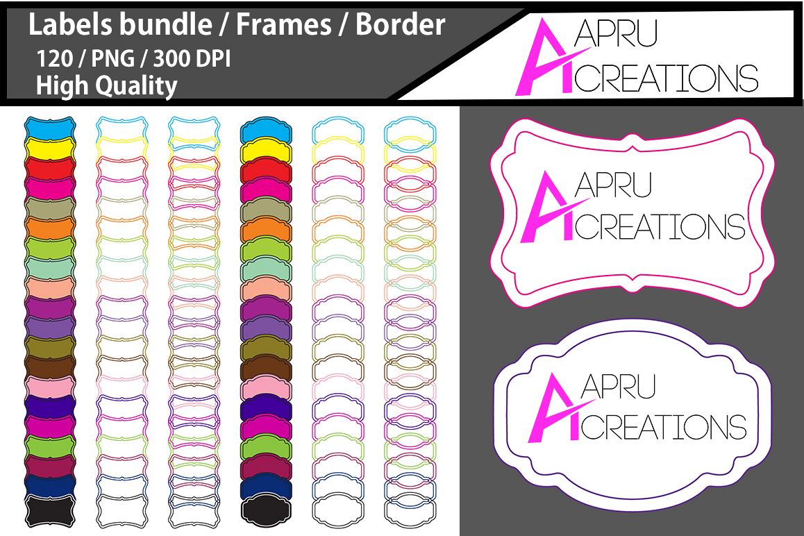 Empty Labels and Frames / 120 blank labels bundle example image 1