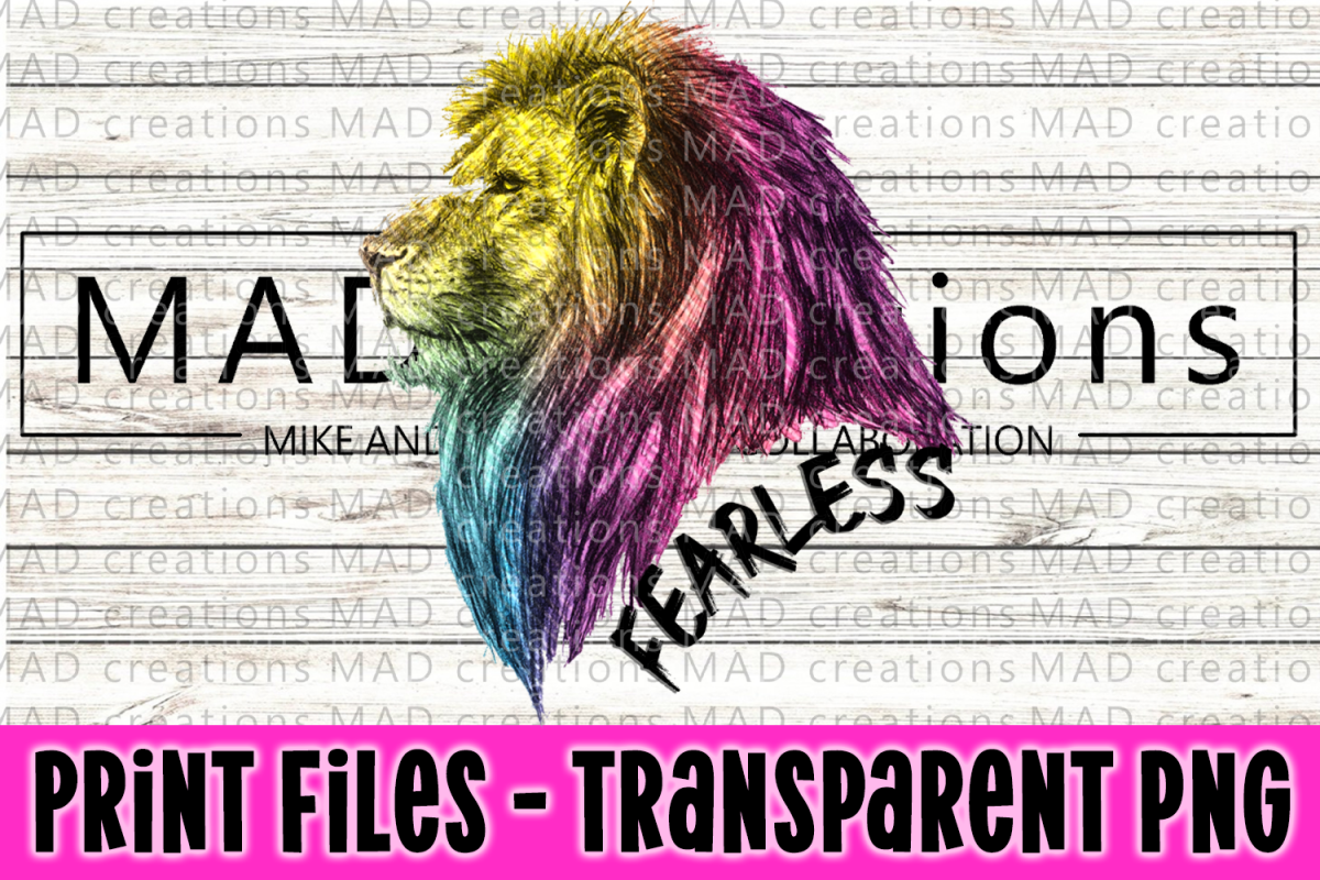 Fearless Rainbow Lion Print File example image 1