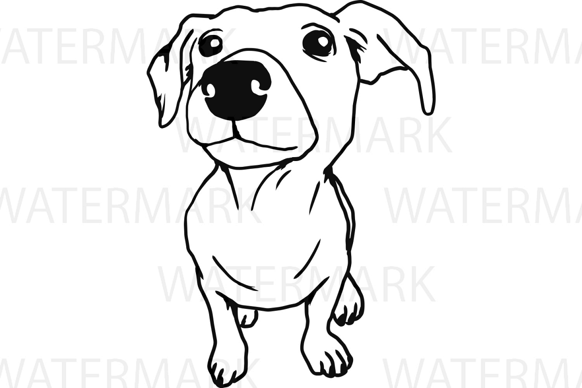 Cute Dogs A Outline - SVG/JPG/PNG Hand Drawing example image 1
