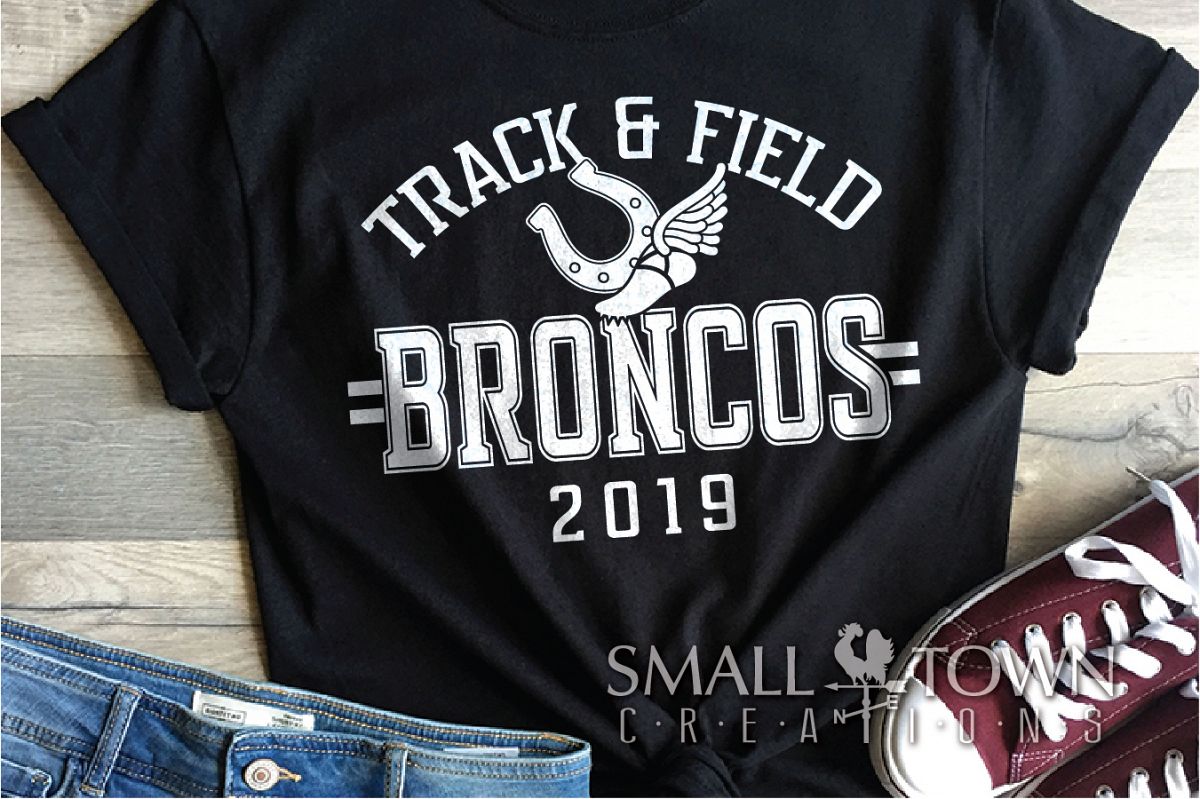 Broncos Track and Field, Horseshoe logo, PRINT, CUT, DESIGN example image 1