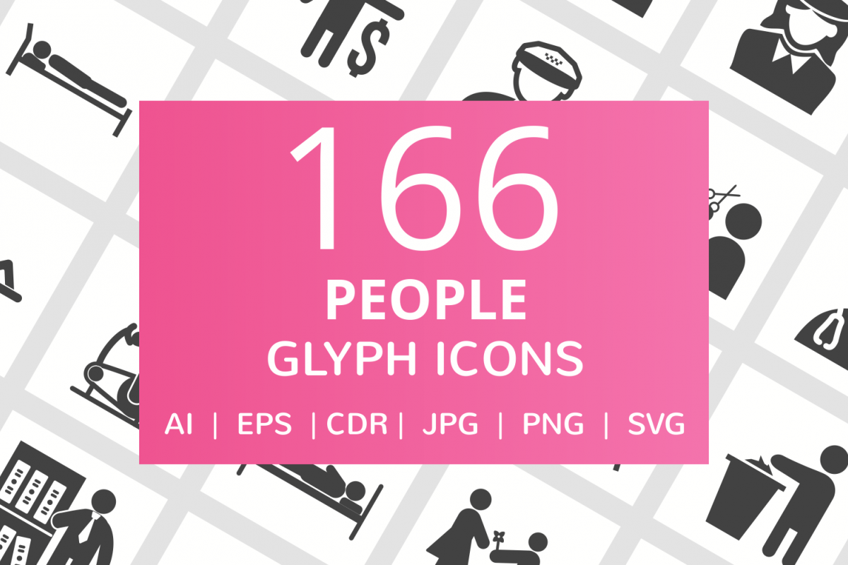 166 People Glyph Icons example image 1